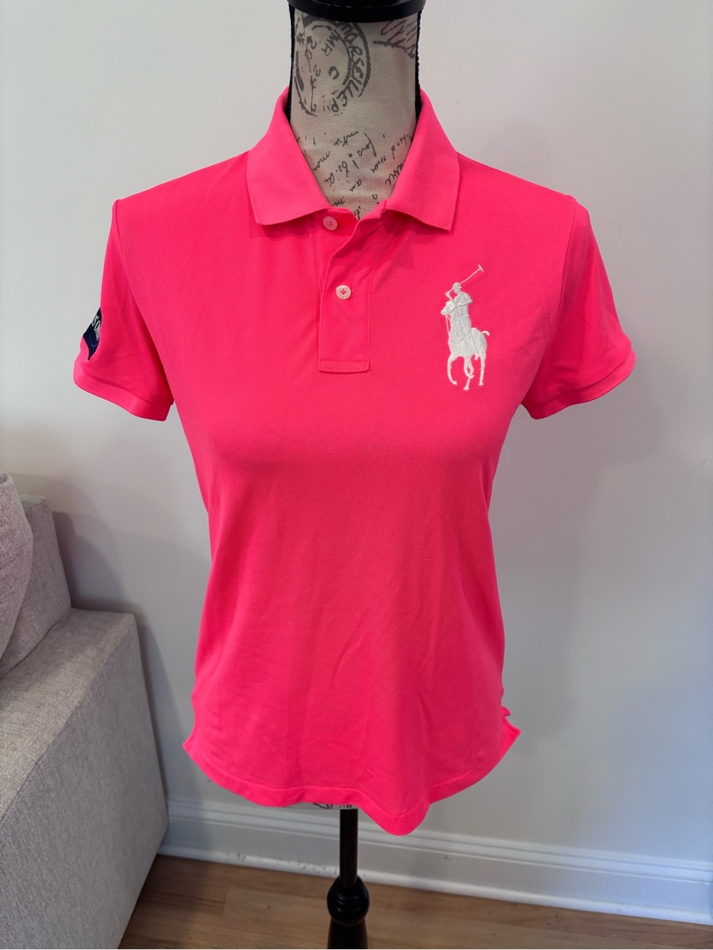 Polo Ralph Lauren Women's Hot Pink Big Pony US Open Polo shirt size medium
